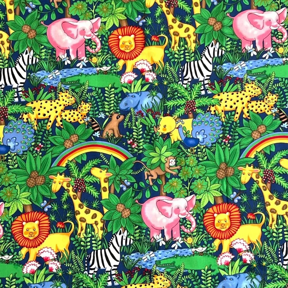 Zoology Jungle Animals Fabric 100% Cotton Northcott Studio 44” W x 35” L 7/8 YD